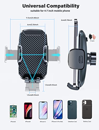 Phone Holder Mount for Car [Strong Suction] Hands-Free Universal Cell Phone Mounts for Dashboard/Windshield, 360° Rotation Extendable Mobile Car Holder for Smartphones