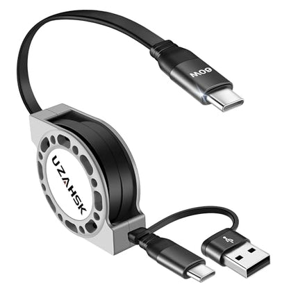 3 in 1 Retractable Charging Cable, USB A/C Charging Cable - size: A TO 60W:1PACK