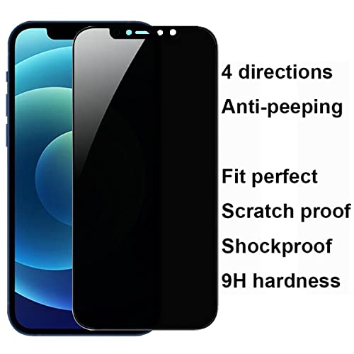 2 Pack 360 Degree Privacy Tempered Glass Suit for iPhone 12 / iPhone 12 Pro Anti-Spy 4 Directions Screen Protector Film 4 Sides Anti-Peeping 9H Hardness Anti-scratch 6.1 inch - size: For iPhone 12 /iPhone 12 Pro