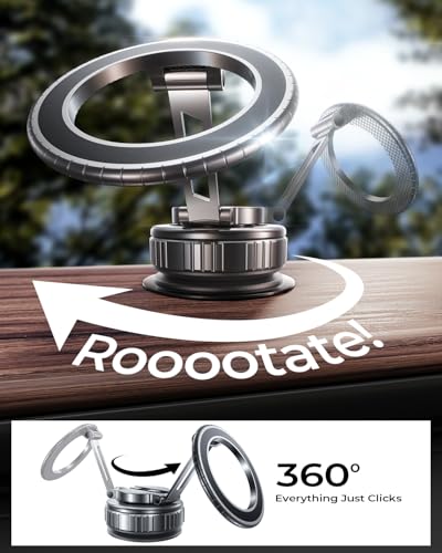 Upgraded 360° Rotation Vacuum Magnetic Phone Holder Stand for iPhone 17 - color: Grey