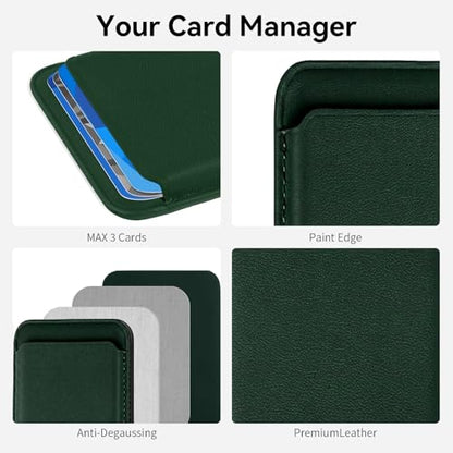 Magnetic Wallet Cell Phone Card Holder for Phone Case with Mag-Safe - color: Deep Green, size: 1 Pack