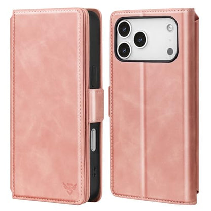 Compatible with iPhone 17 Pro Max Case Wallet with Card Holder [9 Card Slot] Women Men,RFID Blocking Luxury PU Leather Phone Case Flip Folio Protector Cover Credit Card Slot Kickstand,Pink - color: Pink, size: iPhone 17 Pro Max
