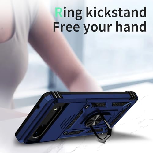 Vinve for Google Pixel 6 Pro Case with Slide Lens Cover, Military Grade Drop Protection, Magnetic Rotated Ring Holder Kickstand Protective Phone Case (Navy Blue) - color: Navy Blue ,Military Grade 2nd gen.