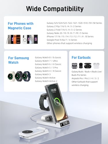 Magnetic Wireless Charger for Samsung, Charging Station for Galaxy S26 - color: White