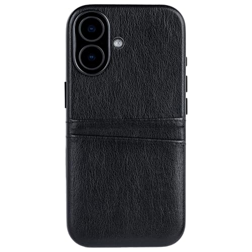 Dockem Card Case for iPhone 17 with Magnetic Mounting Plate, Camera Control Button, Wallet with 2 Holder Slots: M2 Exec Premium Synthetic Leather (Black) - color: Black, size: 17