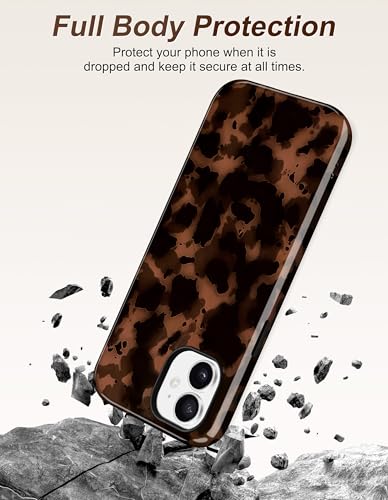 Jusy Magnetic Brown Tortoise Shell Phone Case for iPhone 16 Pro Max,Brown | Compatible with MagSafe,Cute Aesthetic Cheetah Leopard Design,TPU and PC Protective Shockproof Cover - color: Brown