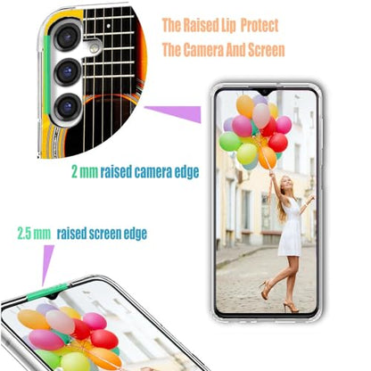 for Samsung Galaxy S24 FE Case for Girl Women Men, Full Protective Shockproof Slim Soft TPU Clear Phone Cover Cases Design for Galaxy S24 FE,Funny Music Lover Fan Yellow Acoustic Guitar - color: funny yellow Acoustic guitar