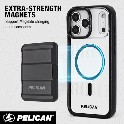 Pelican Protector iPhone 17 Pro Max Case with Camera Stand - Clear | Rugged MagSafe Phone Case with 16ft Military-Grade Drop Protection - Heavy Duty Magnetic Phone Cover for iPhone 17 Pro Max - color: Clear - Stand - Pro Max, style: iPhone 17 Pro Max