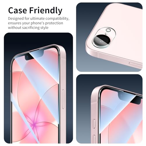 3+3+1-Pack, Screen Protector and Camera Lens Protector for iPhone 17e/16e with Installation Alignment Aid, Tempered Glass Film, Impact-Protection, HD, Anti-Scratch, 9H Hardness - size: 17e/16e Clear 3+3+Align