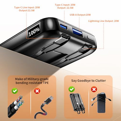 2 Pack 10000mAh 22.5W Fast Charging Power Bank, White & Black - color: Black&White