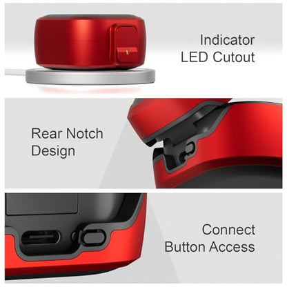 for Samsung Galaxy Buds 4 Pro/Buds 4 Case (2026) with Secure Safety Lock Clip,Shockproof Scratch-Resistant Hybrid PC+TPU Soft Shell Protective Cover Accessories with Carabiner&Cleaning Pen(Red) - color: Red Edge-Black