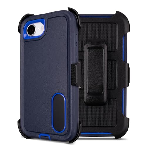 Defender Case for iPhone 17e Case with Belt Clip Holster Outdoor Navy Blue | Heavy Duty Rugged Protective Phone Case, Dual Layer Shockproof Cover - color: Navy Blue