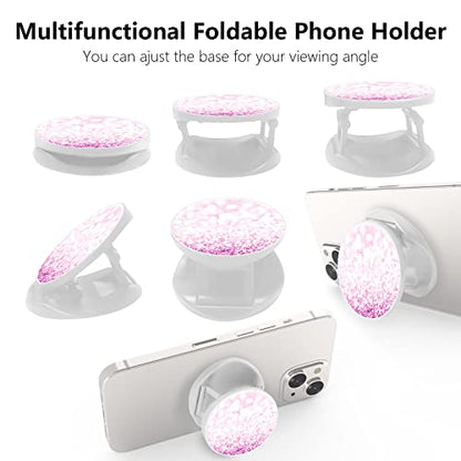 Cell Phone Stand Foldable Expanding Phone Sockets Finger Grip Holder for Smartphone and Tablets - Glitter Pink - color: Pink