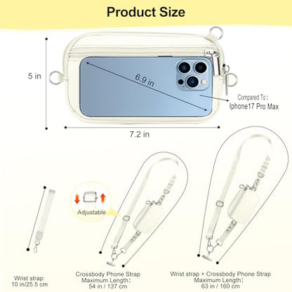 Phone Lanyard Crossbody with Detachable RFID Wallet (Beige, Large) - color: Beige, size: Large