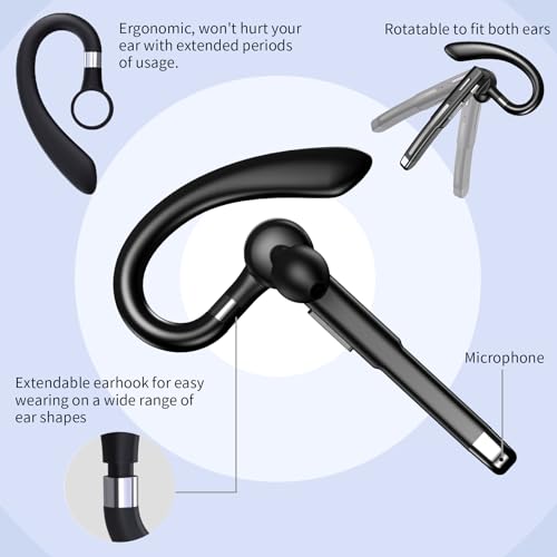 Bluetooth Headset with Microphone, Wireless Earpiece for Work & Driving - color: Black+silver