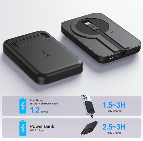 iOS Mini Portable Charger, 5000 mAh Charger Power Bank Slim Small Chargers with Built-in Cable, Travel Battery Pack for iPhone 14/13/12/11 Pro/Pro Max/Plus/Mini/AirPods - color: Light Black