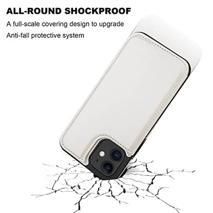 ONETOP for iPhone 12 & iPhone 12 Pro Wallet Case with Card Holder,White | Kickstand,ID/Cash Holder,Case Wallet with Card Slots,Double Magnetic Clasp,Durable PU Leather Shockproof Cover for Women Men - color: White
