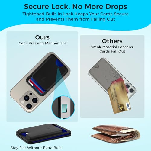 Genuine Leather MagSafe Wallet with Stand | RFID Blocking Magnetic Phone Wallet Card Holder for iPhone 17/16/15/14/12 | Ultra-Slim Minimalist Design | Stronger Magnetic Grip (BLACK) - color: BLACK