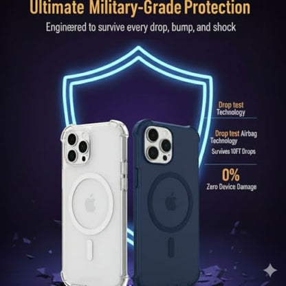 Compatible with Pack of 2 Case iPhone 13 PRO MAX Case Clear MagSafe + Blue, 2.5mm Shockproof Military Grade Drop Protection, Hard Transparent Anti Yellowing Back - color: Clear MagSafe + Blue, size: IPHONE 13 PRO MAX