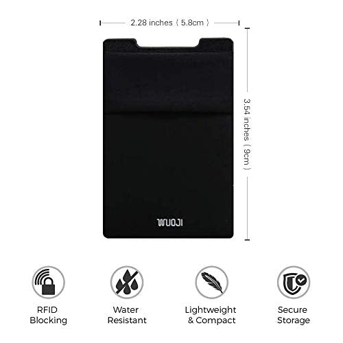 RFID Blocking Phone Card Wallet - Double Secure Pocket - Ultra-Slim Self Adhesive Credit Card Holder Card Sleeves Phone Wallet Sticker All Smartphones (Black Red)-2PC - color: Black Red