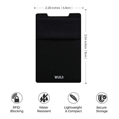 RFID Blocking Phone Card Wallet - Double Secure Pocket - Ultra-Slim Self Adhesive Credit Card Holder Card Sleeves Phone Wallet Sticker All Smartphones (Black Red)-2PC - color: Black Red