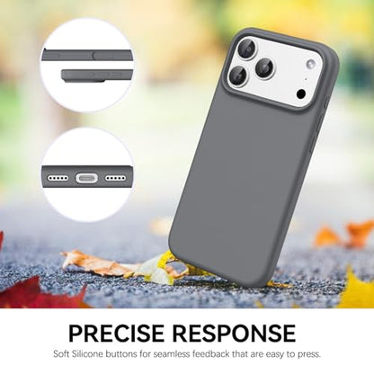 GUAGUA Compatible with iPhone 17 Pro Max Case 6.9 Inch Liquid Silicone Soft Slim Thin Microfiber Lining Cushion Texture Cover Shockproof Protective Phone Case for iPhone 17 Pro Max, Natural Titanium - color: Natural Titanium, size: iPhone 17 Pro Max