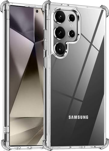 Samsung Galaxy S24 Ultra Case, Shock-Absorption Flexible Clear TPU Rubber Protective Cell Phone Cover for Galaxy S24 Ultra 5G Case 6.8" Clear
