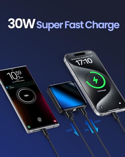 10000mAh Small Power Bank，Fast Charge Mini Portable Charger - color: black