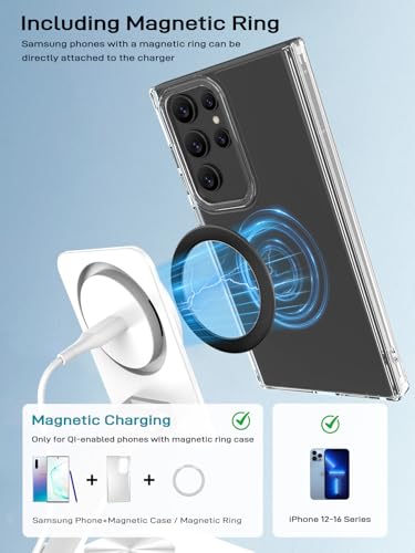 Compatible with MagSafe Charger, 15W MagSafe Charger Stand, 360°Rotation Base Adjustable Foldable Wireless Charger for Samsung Galaxy S25 Ultra/Z Fold7/Flip7/iPhone 17/Pixel 10 Pro/Pixel 10 Pro Fold - color: White