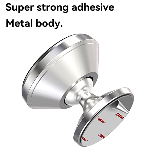 【2-Pack】Magnetic Phone Holder for Car Dash Strong Magnetic Car Phone Mount - color: Silver