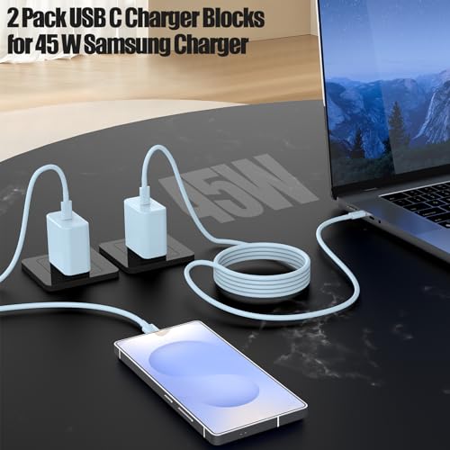45W USB C Fast Charger for iPhone 17/ Air/16/15 Pro Max - color: Blue, size: 2Pack-10FT-iPhone15-17