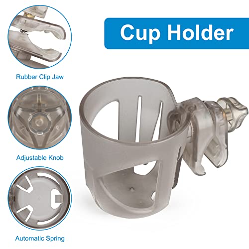 Accmor Stroller Cup Holder, Cup Holder for Walker Bike Wheelchair - color: All Transparent Grey