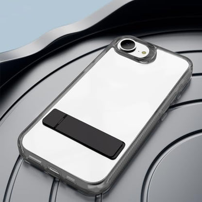 Compatible with Transparent iPhone 16e Case with Invisible Built-in Kickstand Metal Stand Shockproof TPU + Acrylic Slim Clear,Anti-Yellowing Phone Cover-Black - color: Black