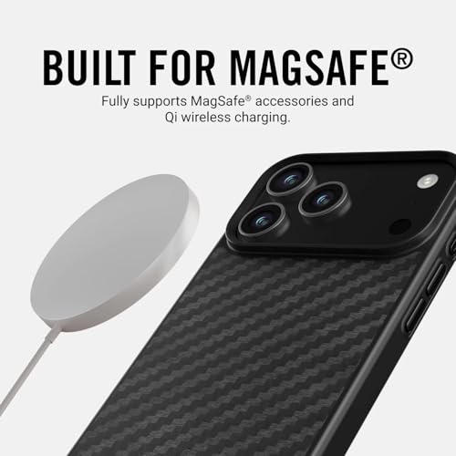 Ridge Case Compatible with iPhone 17 PRO - Compatible with MAGSAFE & Wireless Charging, Aluminum Control Buttons, Dual-Layer Construction, TPU Bumper with Drop Protection (Carbon) - color: Carbon, size: iPhone 17 Pro
