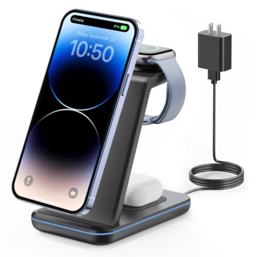 GEEKERA 3-in-1 Wireless Charging Station for iPhone, Watch & AirPods - color: Black