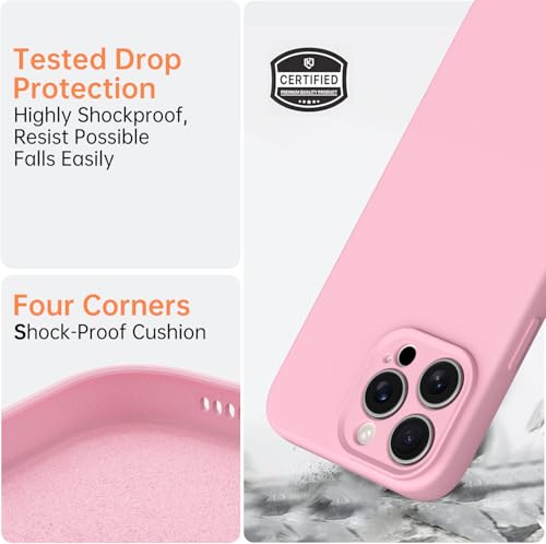 Compatible with iPhone 13 Pro Case, Shockproof Liquid Silicone Protective Phone Case with Soft Anti-Scratch Microfiber Lining Ultra Slim Drop Protection Phone Cover (Pink) - color: Pink, size: iPhone 13 Pro