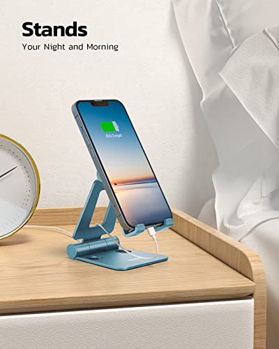 Nulaxy Full Aluminum Dual Folding Cell Phone Stand for Desk, Blue - color: F-Blue