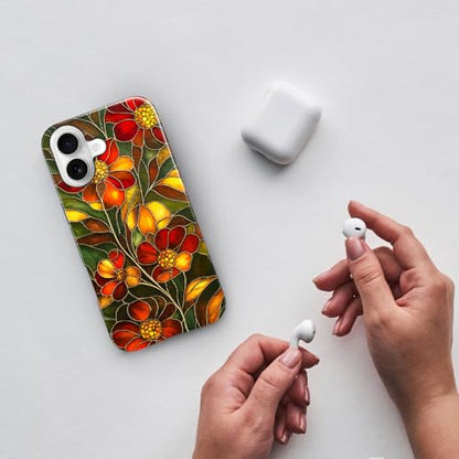 Compatible with iPhone 17,Anti-Scratch Glossy Case Cover,Stained Glass Flower 03 - color: Stained Glass Flower 03, size: IPhone 17