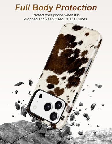 Jusy Magnetic Brown Animal Phone Case for iPhone 17 Pro Max,Cow | Compatible with MagSafe, Cute Aesthetic Cow Design, TPU and PC Protective Shockproof Cover - color: Cow