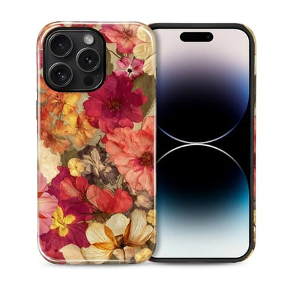 Case for iPhone 14 Pro, Shockproof Hybrid Protective Phone Case, Dual-Layer Drop Protection Anti-Scratch, Pressed Flower - color: Pressed Flower, size: iPhone 14 Pro