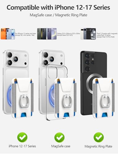 for Magsafe Wallet with Grip, 6-Card Holder; Stronger Magnetic Phone Wallet - color: White