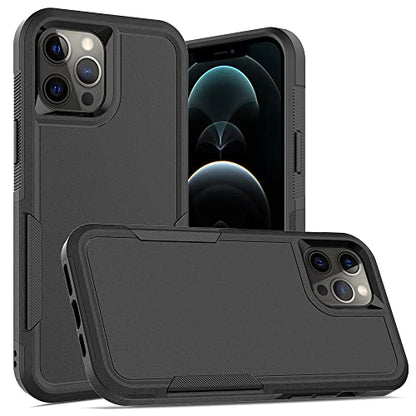 Heavy‑Duty Rugged Anti‑Drop Shockproof Protective Phone Case for iPhone 12 Pro Max, Durable Protective Shell, Black - color: Black, size: iPhone 12 Pro Max