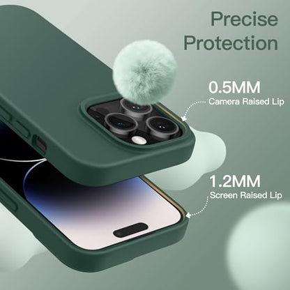 JETech Silicone Case for iPhone 14 Pro, Midnight Green | Silky Soft Touch, Shockproof Protection, Scratch Resistant, Microfiber Lining - color: Midnight Green, size: iPhone 14 Pro