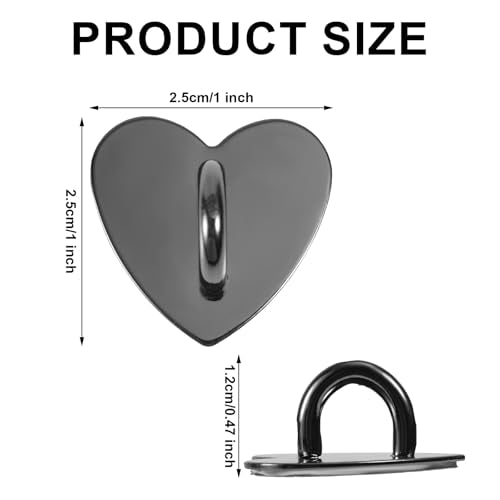 8pcs Heart Phone Charm Holder, 1inch Cell Phone Charm Hook - color: black, size: 2.5cm