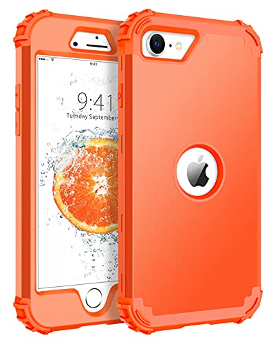 BENTOBEN for iPhone SE 2022 Case and Phone Case iPhone SE 2020, Heavy Duty 3 in 1 Full Body Rugged Shockproof Hybrid Hard PC Soft Rubber Bumper Drop Protective Girls Women Boys Men Cover, Coral Orange - color: Orange