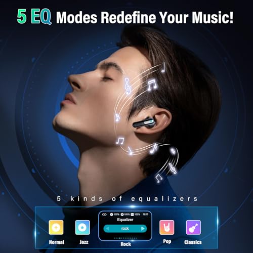 Wireless Earbuds with Touch Screen, Bluetooth 5.4 Headphones, ANC/ENC Noise Cancelling, 48H HiFi Stereo Bluetooth Ear Buds with 5 EQ Modes, Transparency Mode, IPX7 Earphones, Black