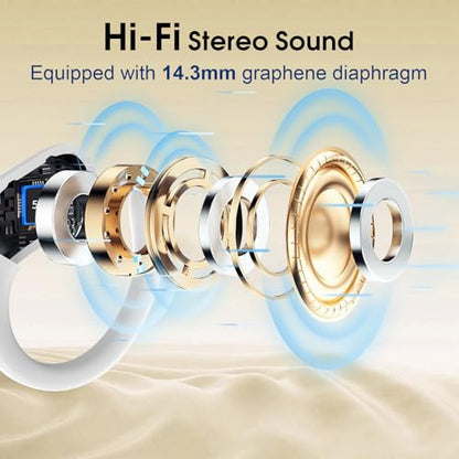 Wireless Earbuds 75H Bluetooth 5.4 Sport Headphones with Earhooks, White - color: White