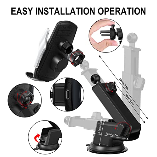Car Phone Mount,Auto-Clamping Smart Sensor 10W Qi Fast Charging Car Front Windshield Dashboard Air Vent Phone Holder Compatible with iPhone12/12 pro max/Samsung S20/note 20 All 4.7-6.7 Inch Smartphone