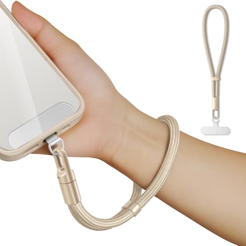 saxsion Lanyard for Phone, Self-Locking Phone Wrist Strap with 0.4mm Ultra-Thin Clip & 360° Hook, Anti-Drop and anti theft phone Strap (Camel) - color: Camel