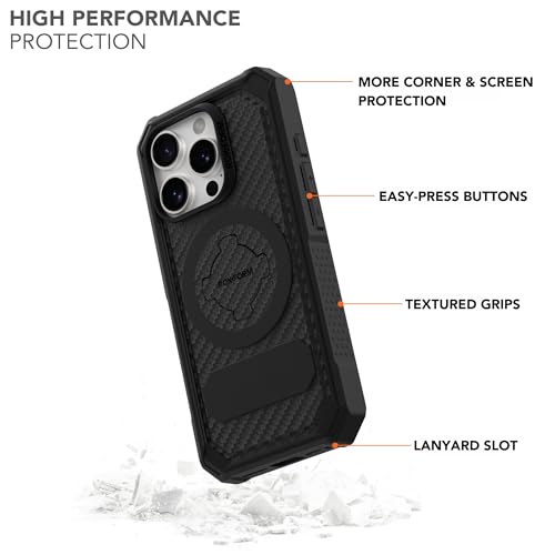 Rokform Rugged Case Compatible with iPhone 16 Pro, Magnetic Cover (Black) - color: Black, size: iPhone 16 Pro
